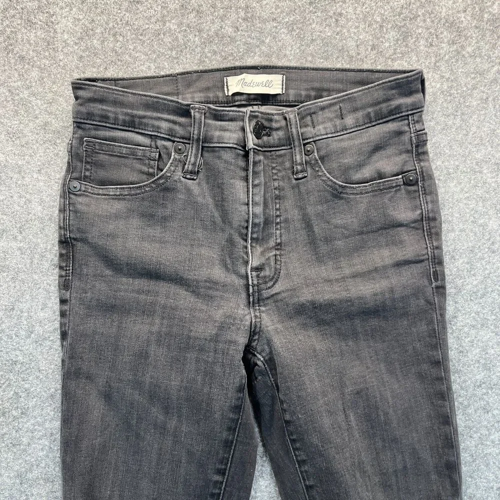 Madewell Jeans Women's 26‎ 9 Inch HIgh Rise Black Distressed Raw Hem Denim
